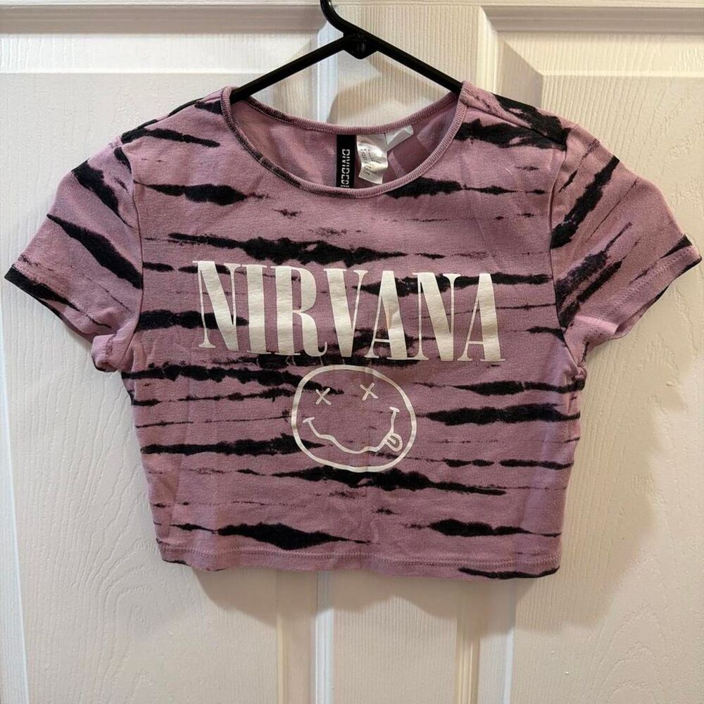 H-m Women's Pink and Purple Crop-top